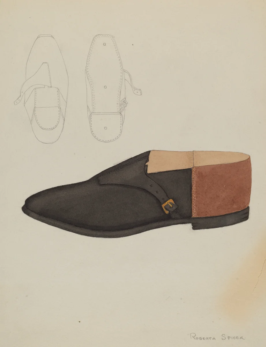 Man's Shoes by Roberta Spicer, index of american design, 1936