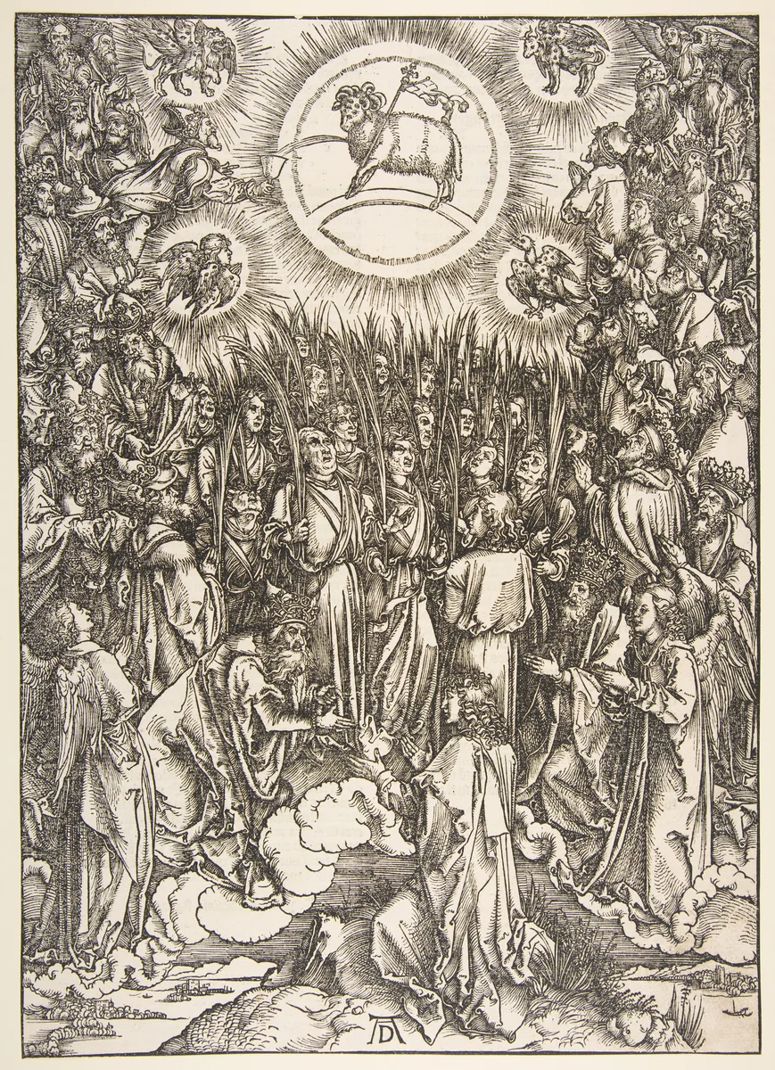 The Adoration of the Lamb, from "The Apocalypse" by Albrecht Dürer, print, 1497-1498