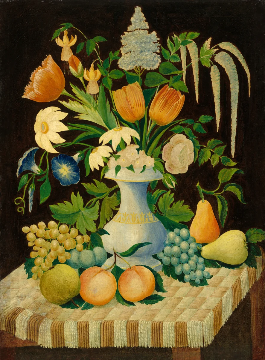 Flowers and Fruit by American 19th Century, painting, 1870