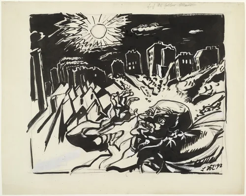 O Moon Above So Clear! by Ludwig Meidner, drawing, 1912