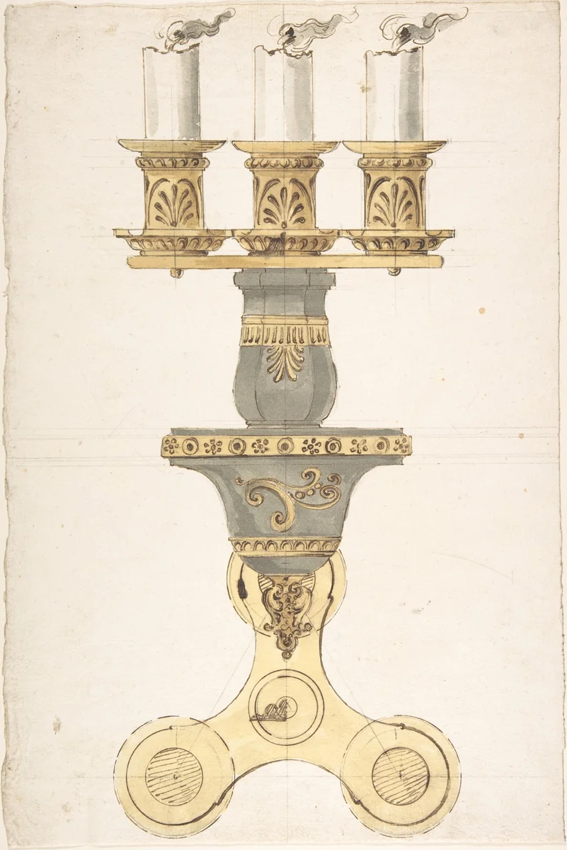 Design for a Candelabra by anonymous, drawing, 1800-1900