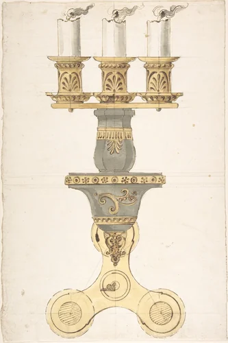 Design for a Candelabra by anonymous, drawing, 1800-1900