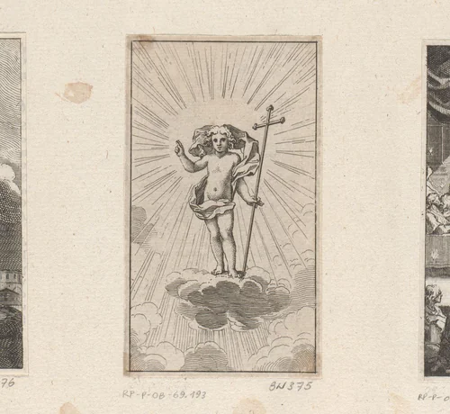 Christuskind met kruis op een verlichte wolk by Sébastien Leclerc, print, 1683