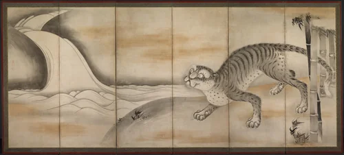 Tiger by Soga Nichokuan, painting, 1600-1660