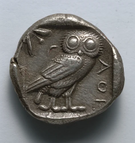 Tetradrachm: Owl (reverse) by Unknown, metalwork, -449--407