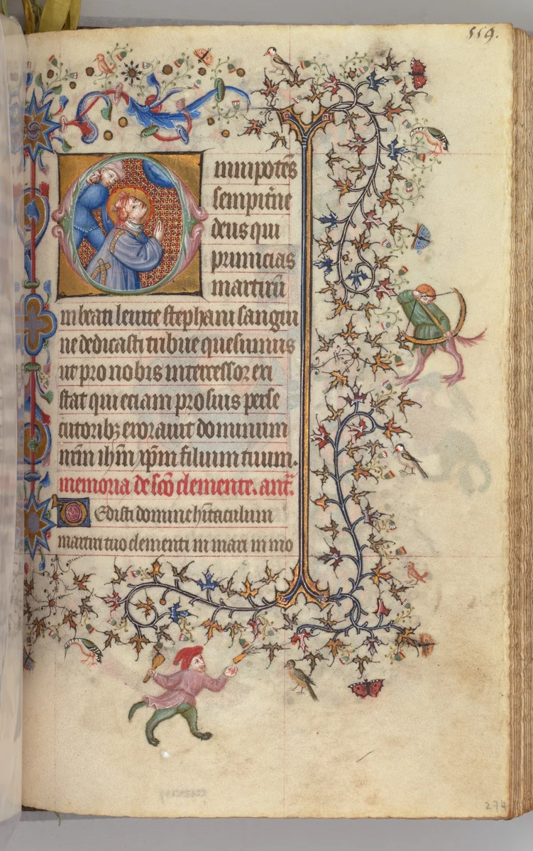 Hours of Charles the Noble, King of Navarre (1361-1425): fol. 274r, St. Stephen by Master of the Brussels Initials and Associates, book, 1400-1410