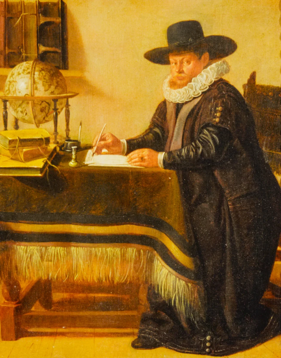 Portrait of Johan van Beverwijck (1594-1647) in his Study by Jan Olis, painting, 1640