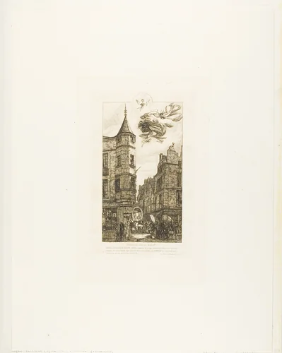 House with a Turret, No 22, rue de l'Ecole de Médecine, Paris (called the Turret of Marat) by Charles Meryon, print, 1861