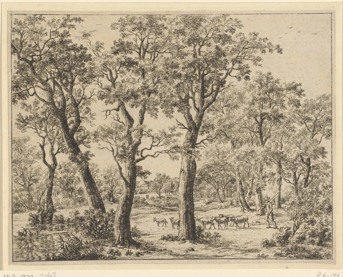 Landschap met herder en schapen bij een water by Ernst Willem Jan Bagelaar, print, 1798-1837