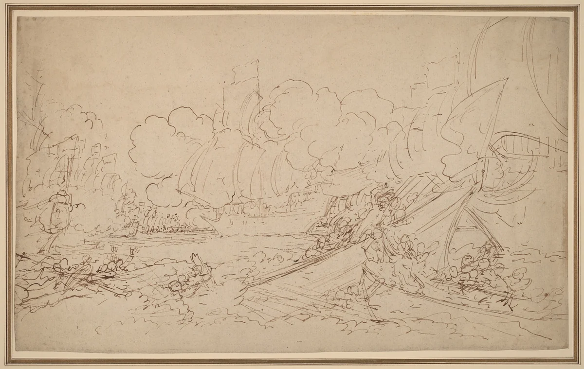 Study for The Battle of La Hogue [recto] by Benjamin West, drawing, 1778