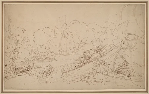 Study for The Battle of La Hogue [recto] by Benjamin West, drawing, 1778