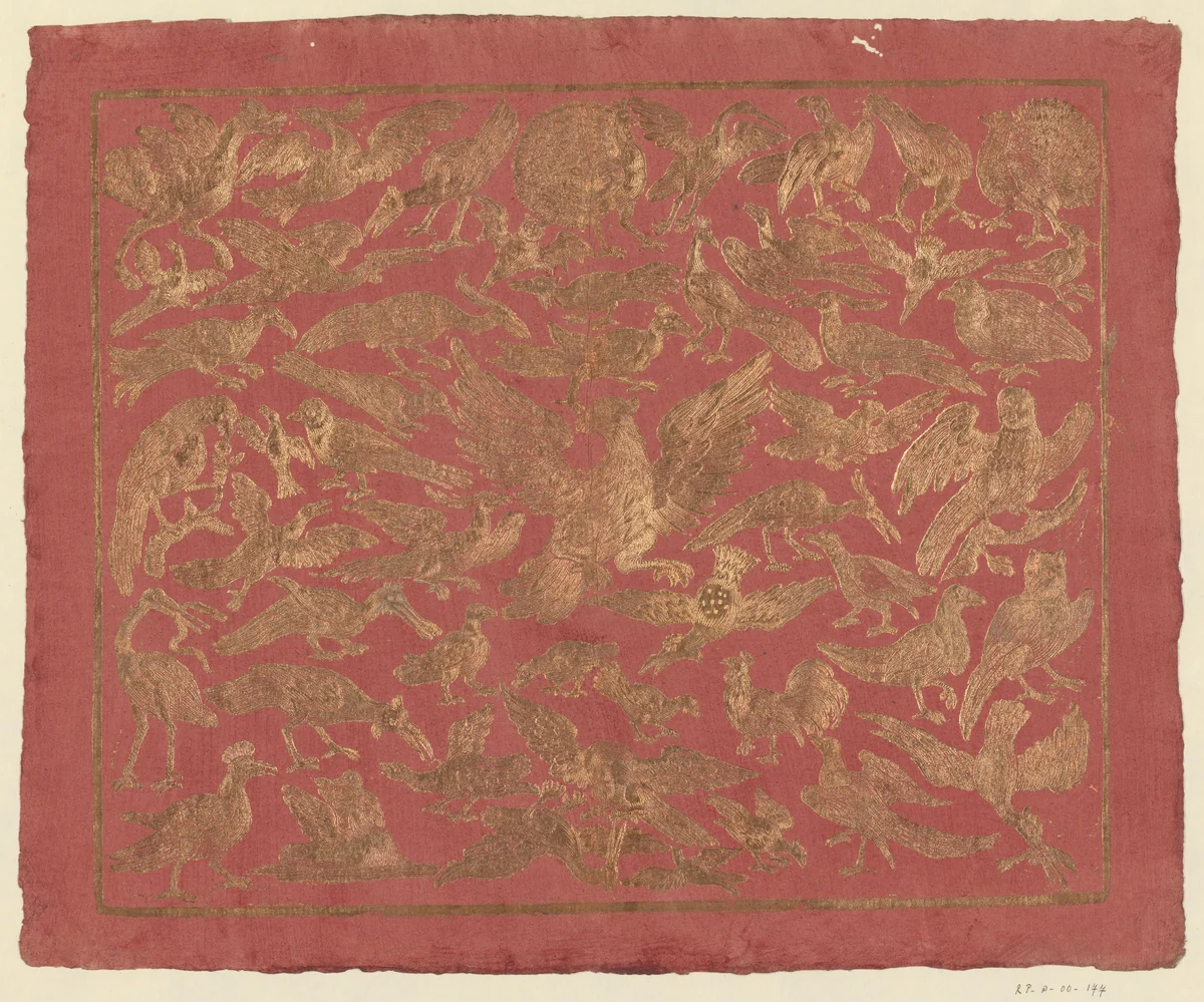 Blad met vogels by anonymous, other, 1750-1800