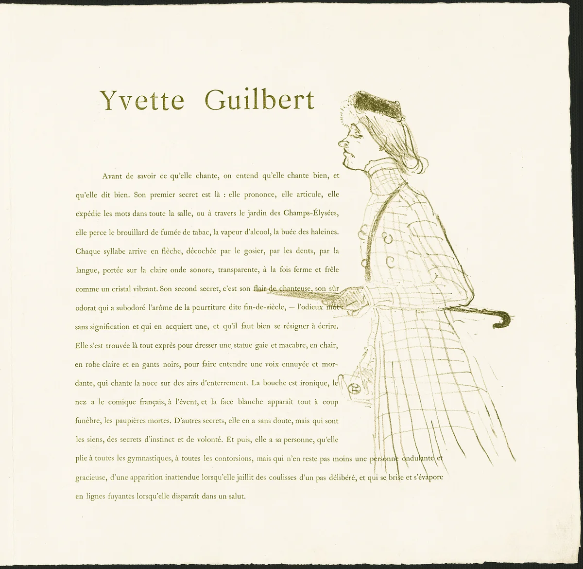 Yvette Guilbert by Henri de Toulouse-Lautrec, print, 1894