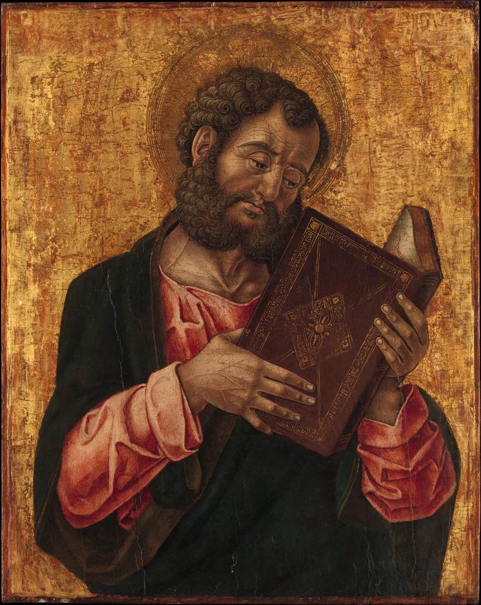 A Saint (Mark?) Reading by Bartolomeo Vivarini, painting, 1465-1475