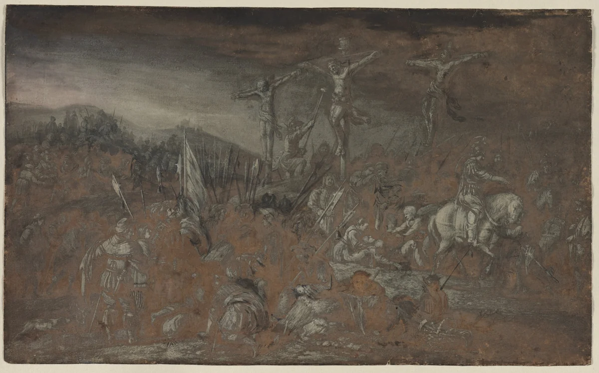 The Crucifixion by Gerrit van Battem, drawing, 1600-1650
