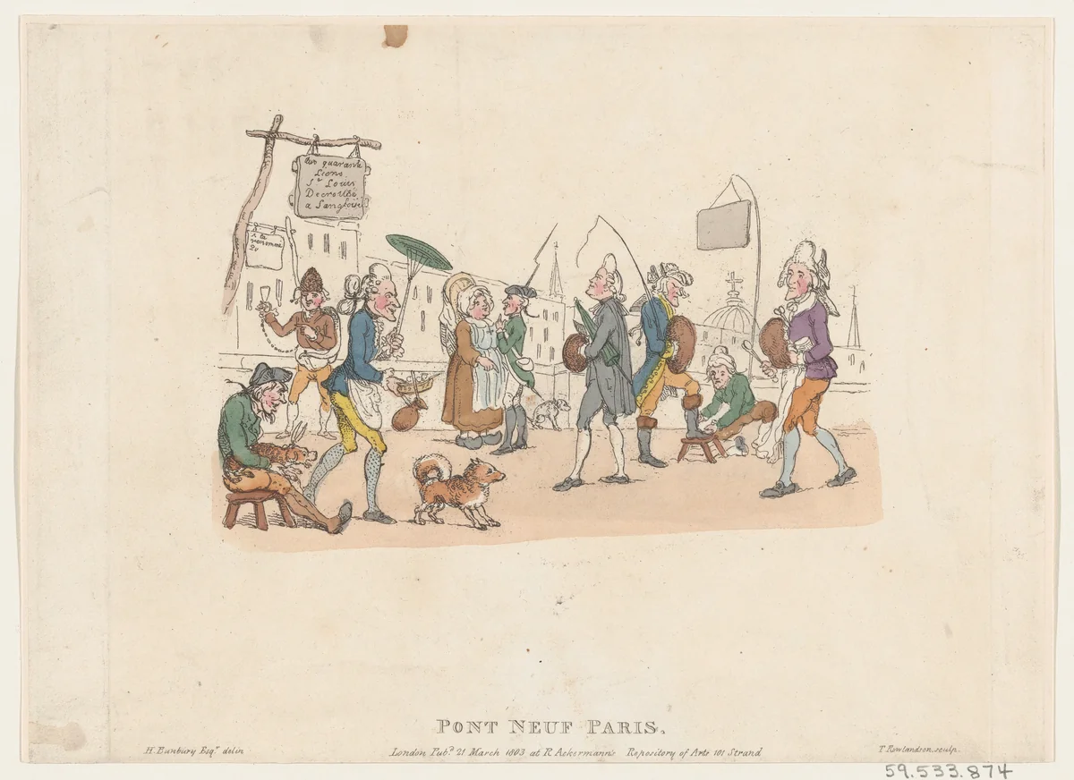 Pont Neuf, Paris by Thomas Rowlandson, print, 1803