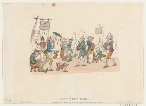 Pont Neuf, Paris by Thomas Rowlandson, print, 1803