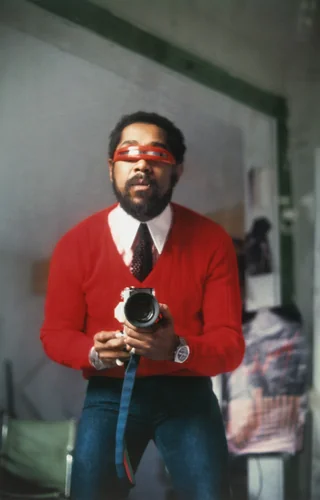 Self-Portrait with Red Sweater by Barkley L. Hendricks, photograph, 1980