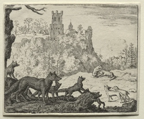 Reynard the Fox: Reynard and the Badger Depart for Court by Allart van Everdingen, print, 1650-1675