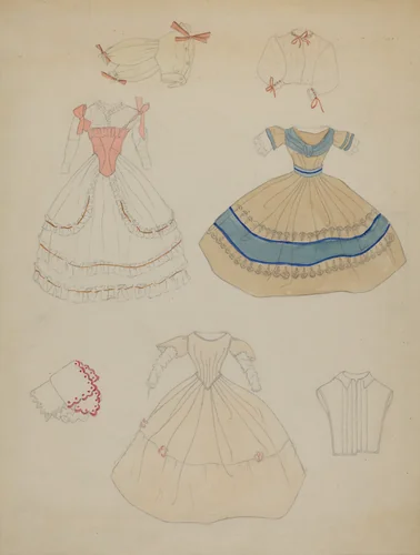 Doll and Wardrobe by Mina Lowry, index of american design, 1936