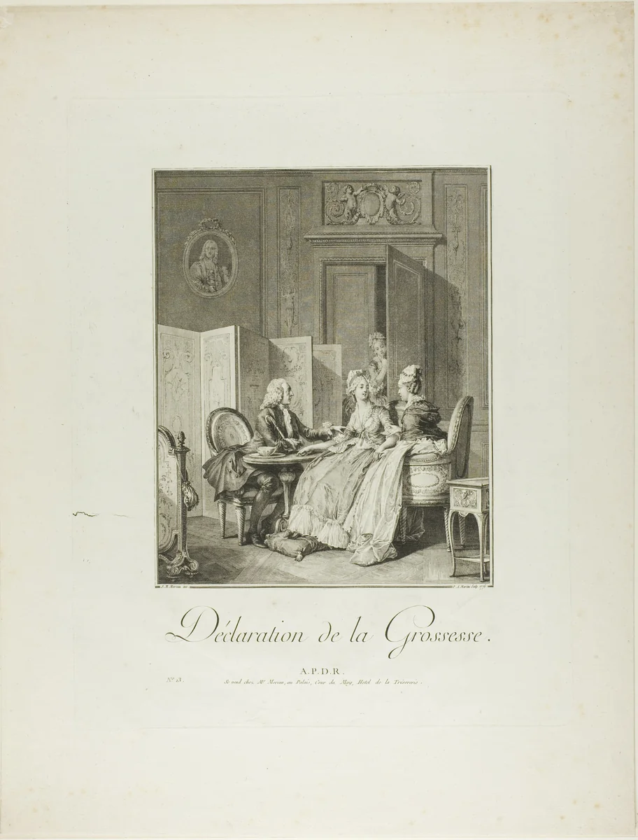 Announcement of Pregnancy, from Monument du Costume Physique et Moral de la fin du Dix-huitième siècle by Pietro Antonio Martini, print, 1776