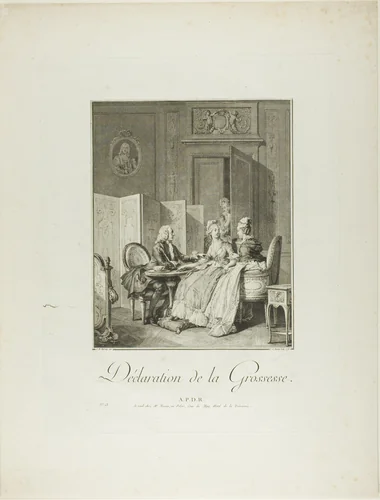 Announcement of Pregnancy, from Monument du Costume Physique et Moral de la fin du Dix-huitième siècle by Pietro Antonio Martini, print, 1776
