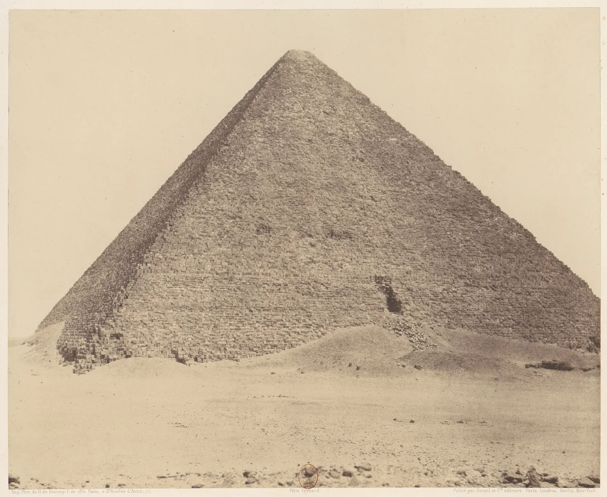 Djîzeh (Nécropole de Memphis), Pyramide de Chéops (Grande Pyramide) by Félix Teynard, photograph, 1851-1852