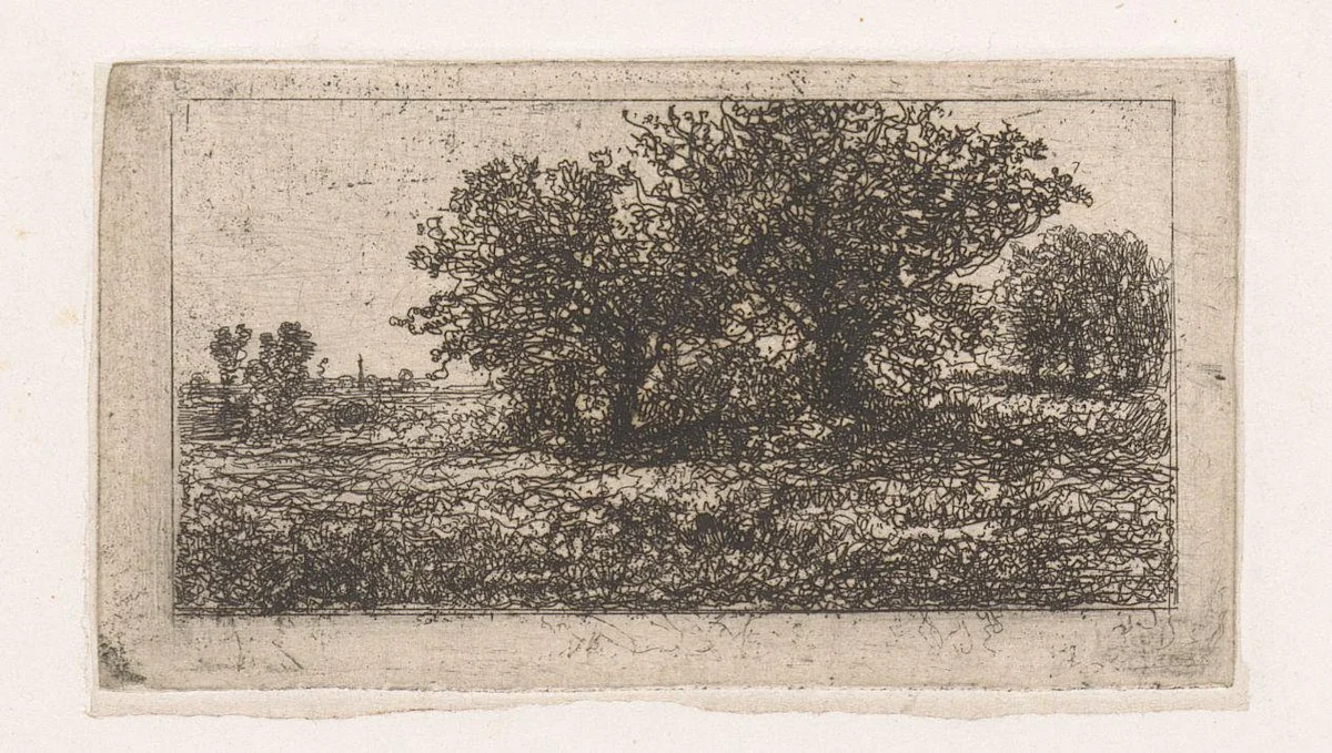 Bomen op een vlakte by Jean Alexis Achard, print, 1817-1884