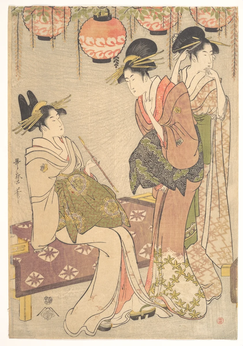 Three Courtesans by Kitagawa Utamaro (喜多川歌麿), print, 1615-1806
