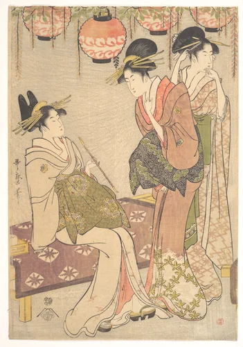 Three Courtesans by Kitagawa Utamaro (喜多川歌麿), print, 1615-1806