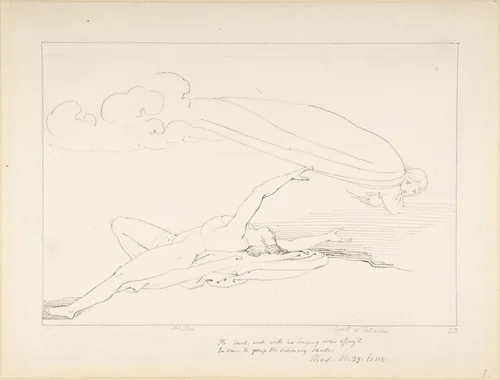 Achilles and the Shade of Patroclus by John Flaxman, drawing, 1793