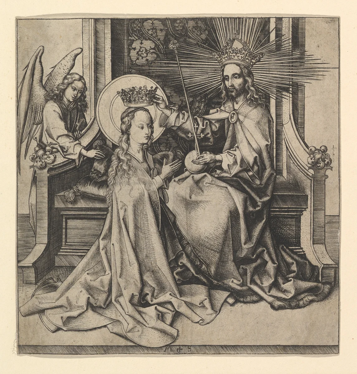 The Coronation of the Virgin by Martin Schongauer, print, 1470-1491