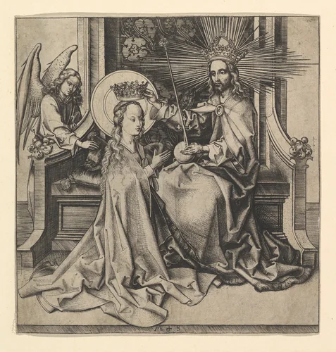The Coronation of the Virgin by Martin Schongauer, print, 1470-1491