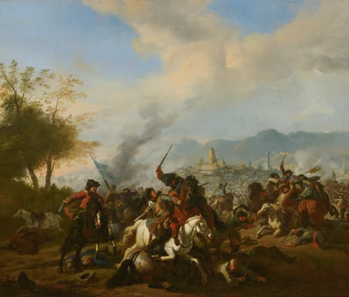 Cavalry Engagement by Jan van Huchtenburgh, painting