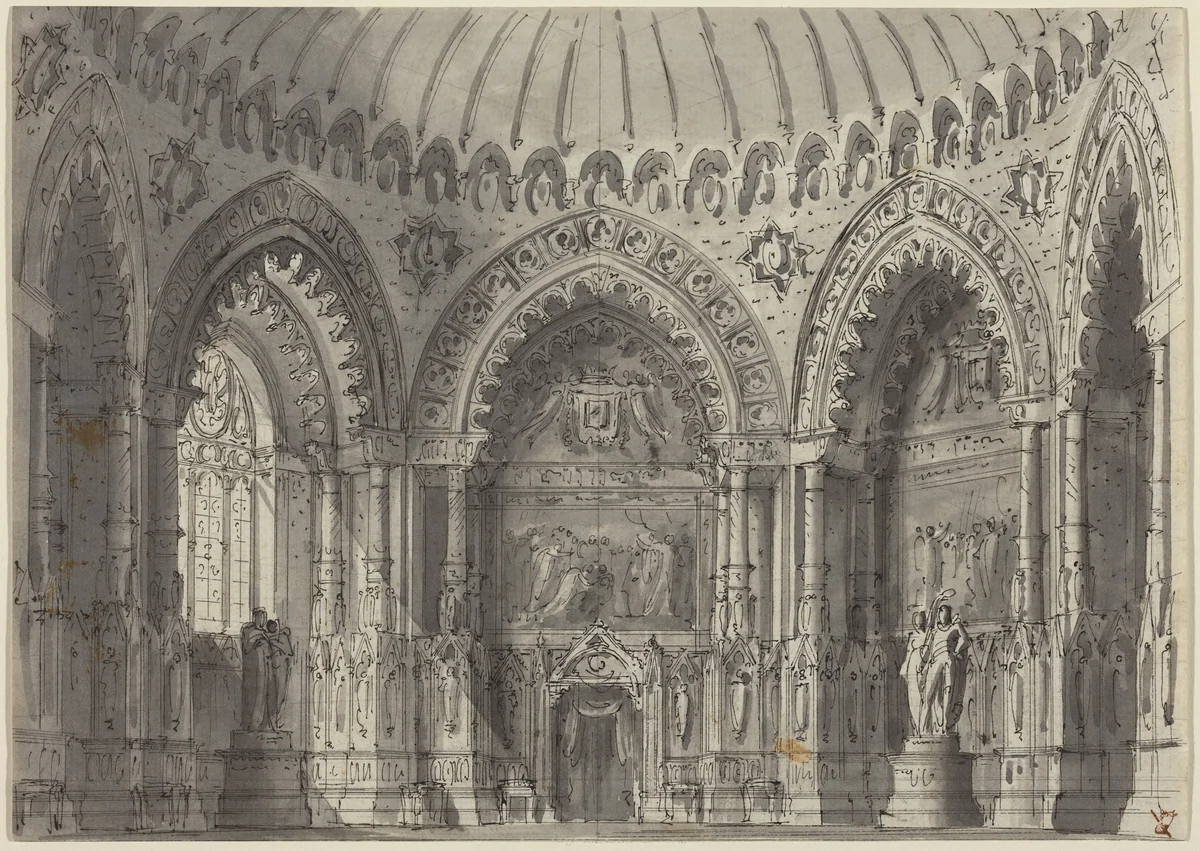 Rotunda in Gothic Style by Gasparo Galliari, drawing, 1761-1823