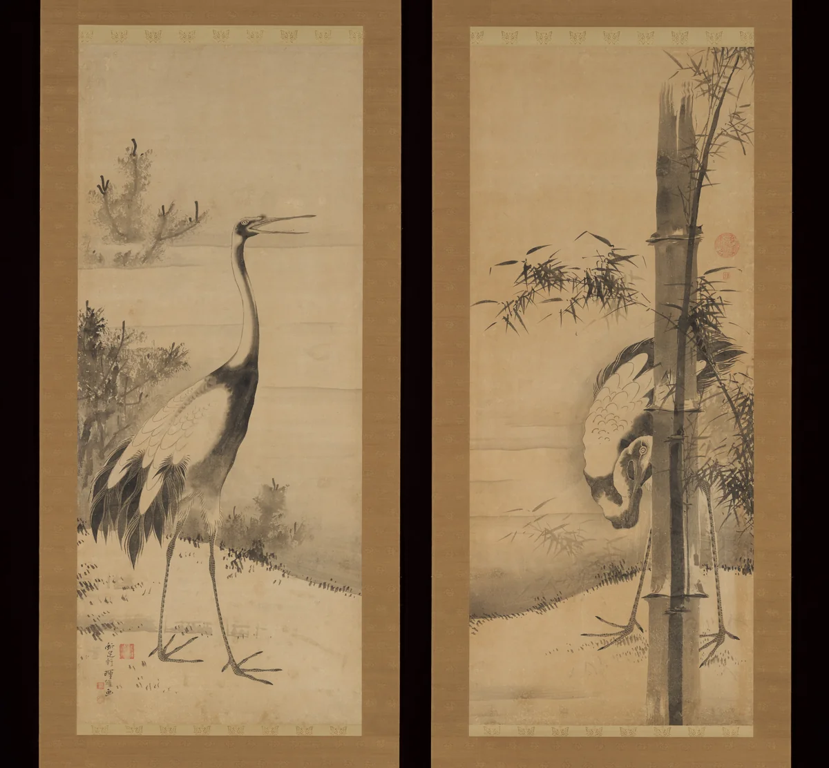 Cranes by Soga Shōhaku (曾我 蕭白), painting, 1750-1770
