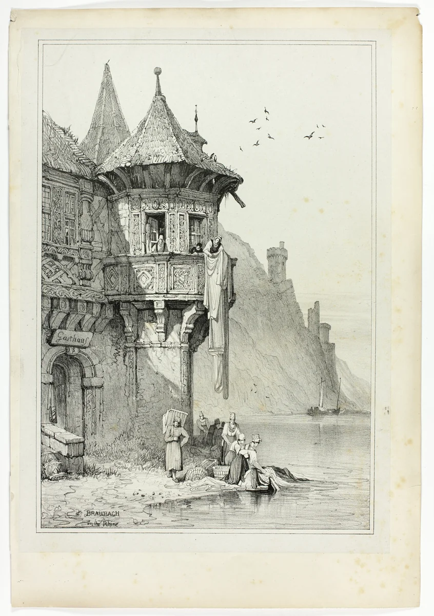 At Braubach on the Rhine, from Facsimiles of Sketches made in Flanders and Germany by Samuel Prout, print, 1833