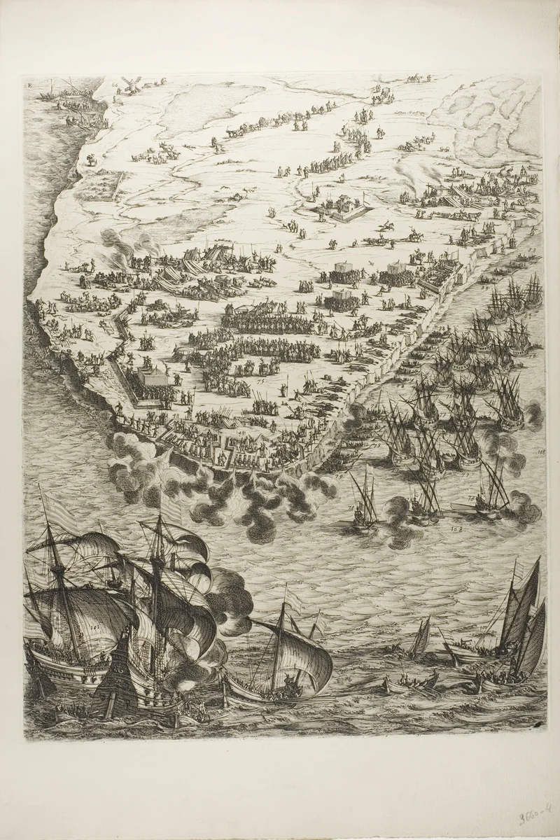 Plate Four from La Siège de la Rochelle by Jacques Callot, print, 1631