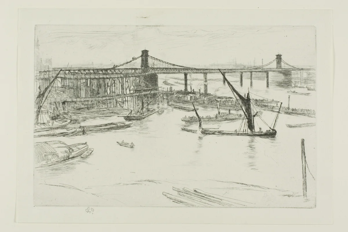 Old Hungerford Bridge by James McNeill Whistler, print, 1861