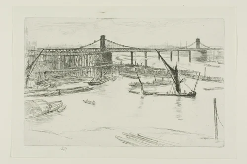 Old Hungerford Bridge by James McNeill Whistler, print, 1861