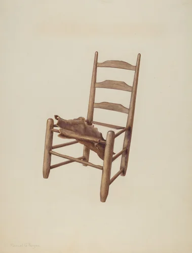 Handmade Chair - Rawhide Seat by Manuel G. Runyan, index of american design, 1939