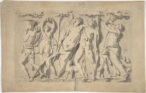 Bacchanal Scene by anonymous, drawing, 1700-1799