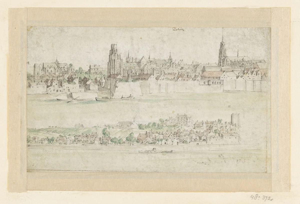 Gezicht op Blois by anonymous, drawing, 1600-1650