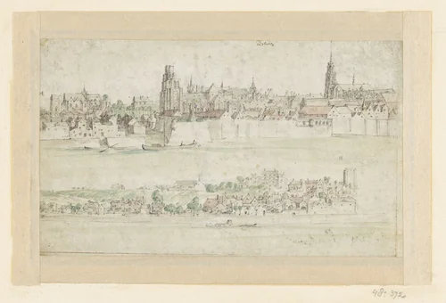 Gezicht op Blois by anonymous, drawing, 1600-1650