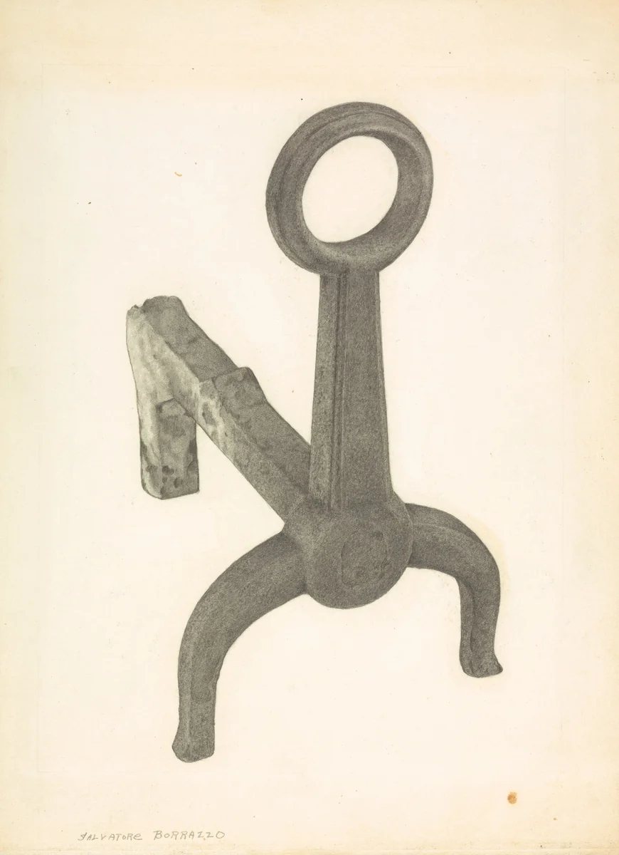 Andiron by Salvatore Borrazzo, index of american design, 1935-1942