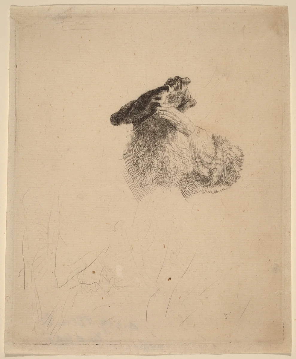 Old Man Shading His Eyes with His Hand by Rembrandt van Rijn, print, 1639