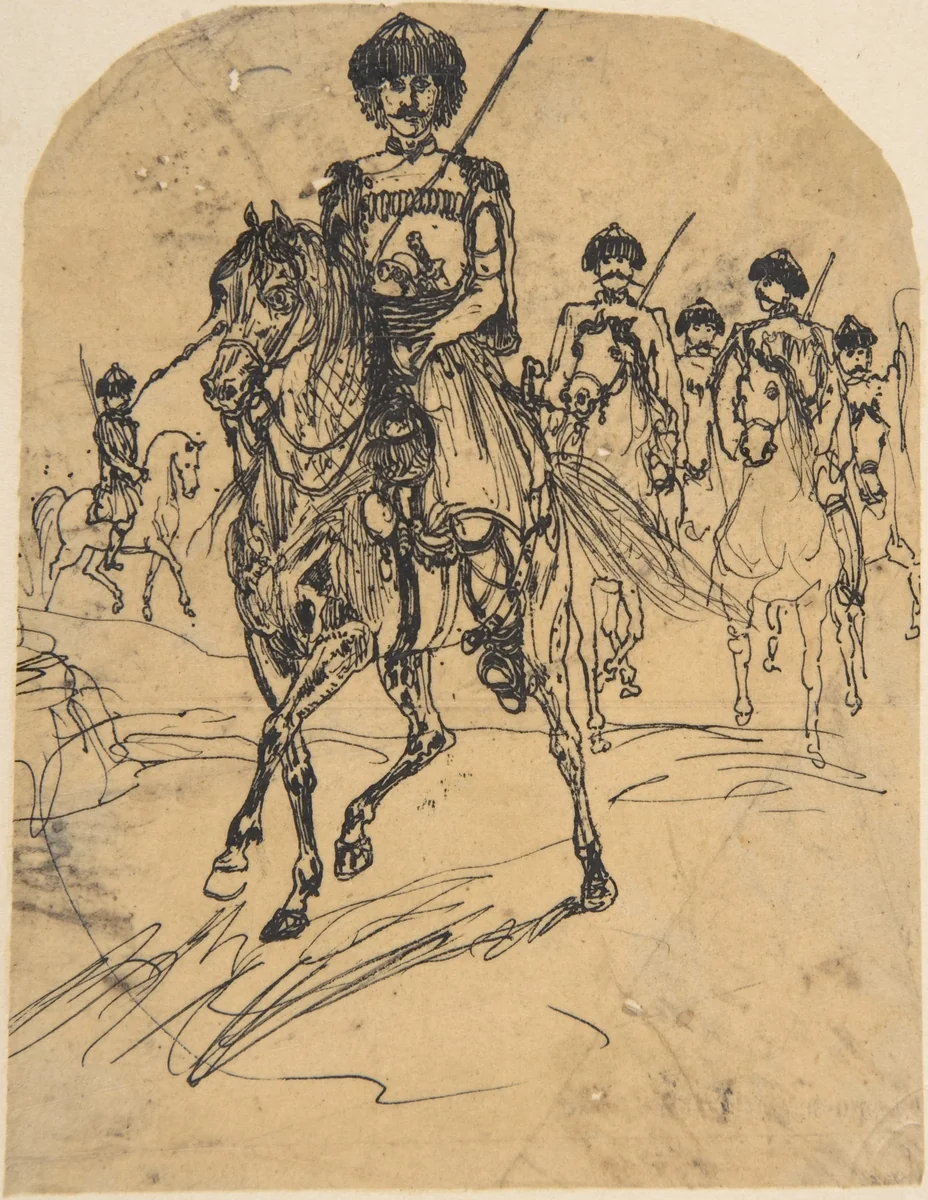 Muscovite Rider by Rodolphe Bresdin, drawing, 1822-1885