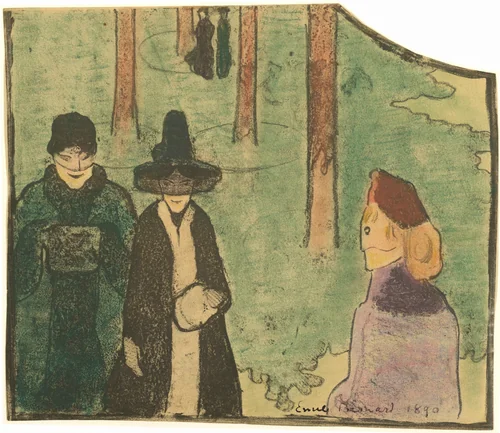La Promenade by Emile Bernard, print, 1888-1890