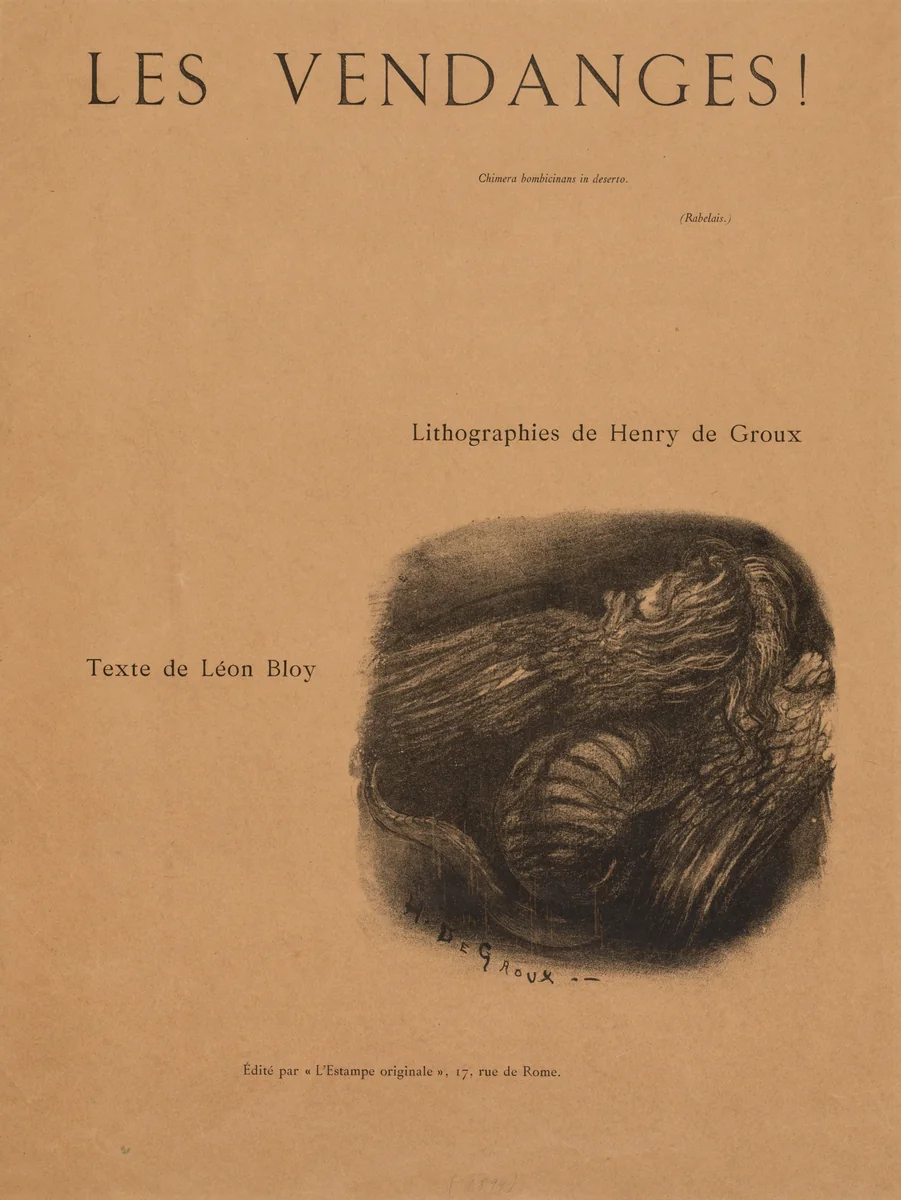 The Vintages!: Title Page by Henri De Groux, print, 1894