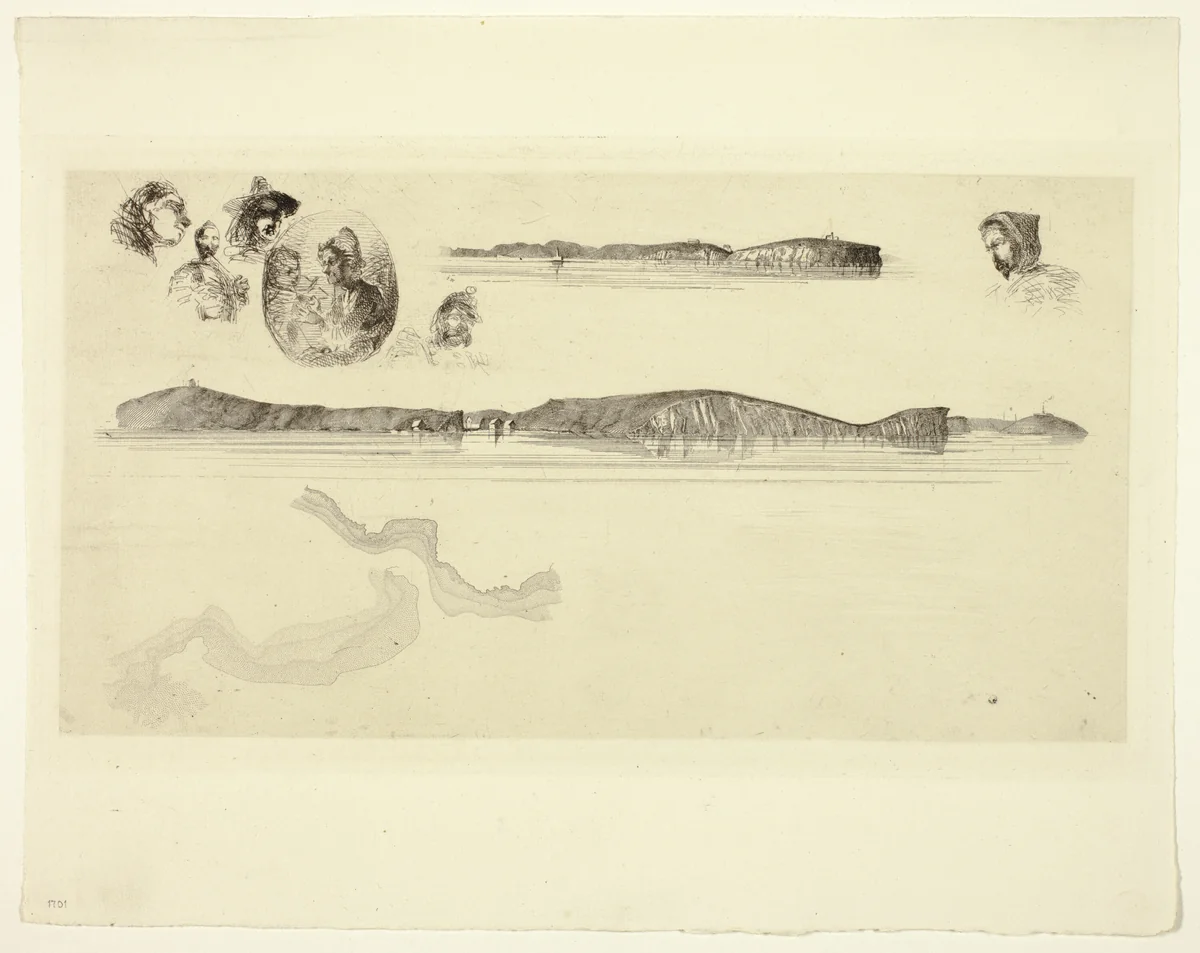 Sketches on the Coast Survey Plate by James McNeill Whistler, print, 1854